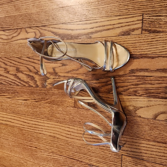 Rose Gold Strappy Stillo Heels Back Zipper - Picture 5 of 6